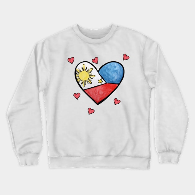 Filipino Love Heart Flag Crewneck Sweatshirt by bubbsnugg